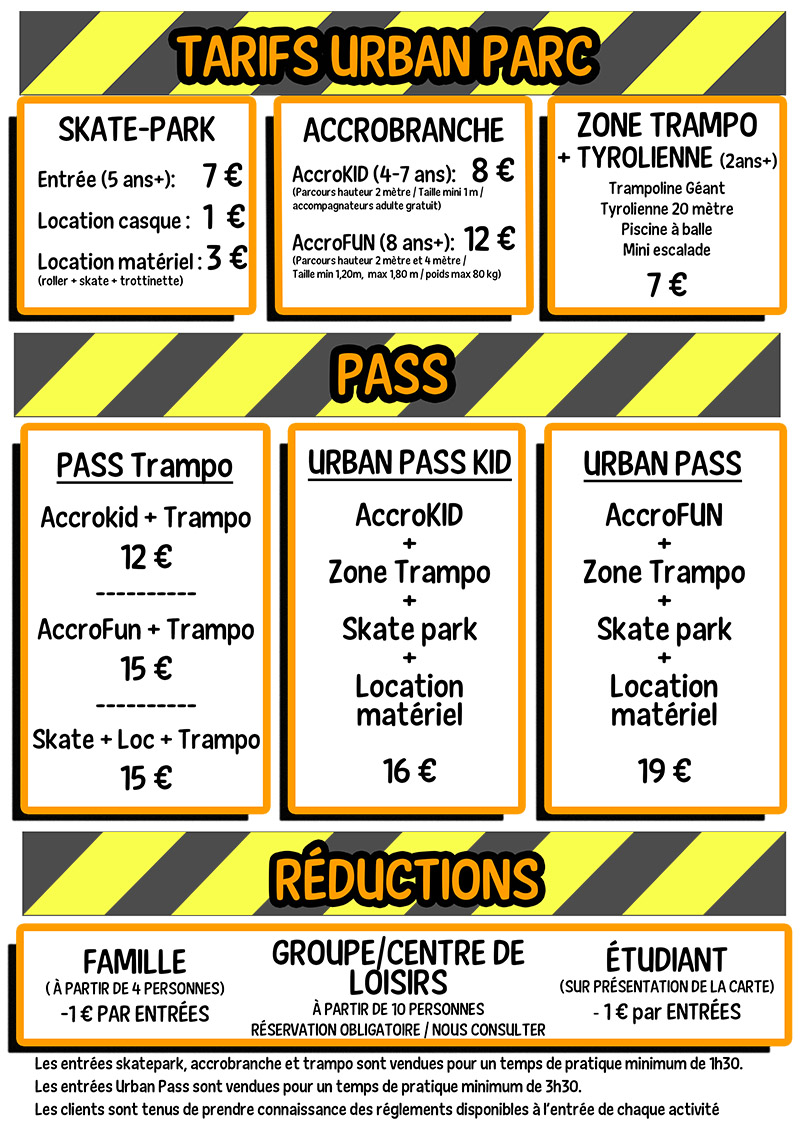 Formules Tarifs Urban Parc Ales Formules Tarifs Urban Parc Ales